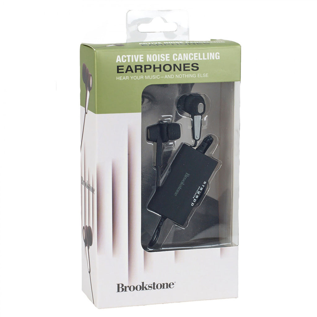 Brookstone Black Active Noise Cancelling Earbuds