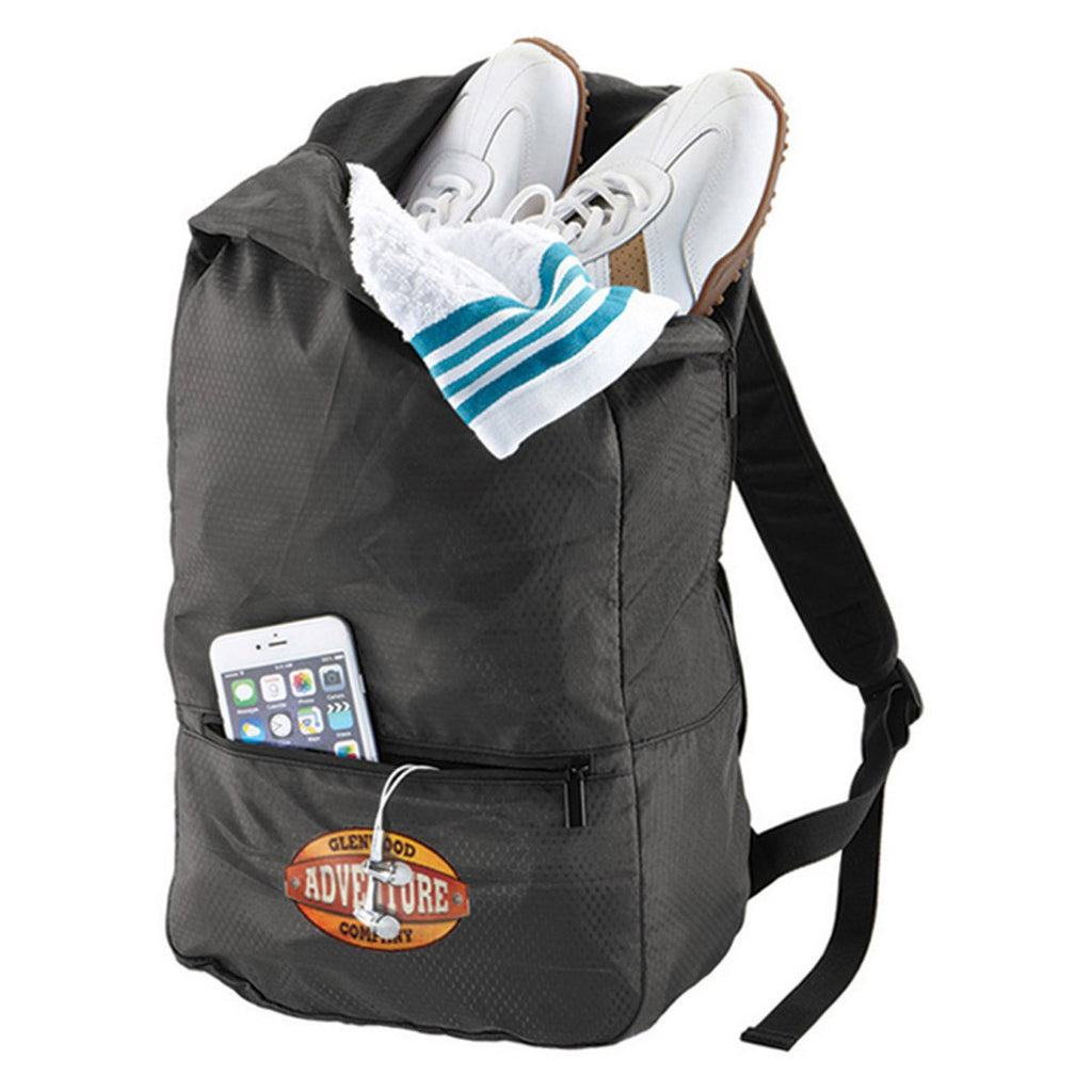 Brookstone Black Dash Packable Travel Backpack