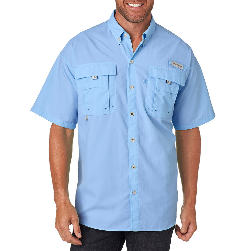 Columbia Shirt Men's Large Blue Embroidered Fishing Outdoor heavy cotton