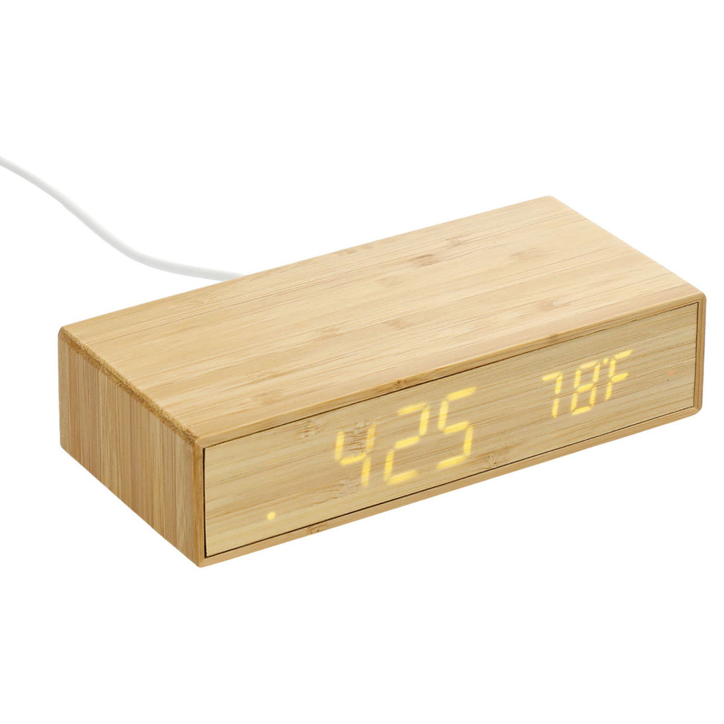 Leed's Natural Bamboo Wireless Charging Desk Clock