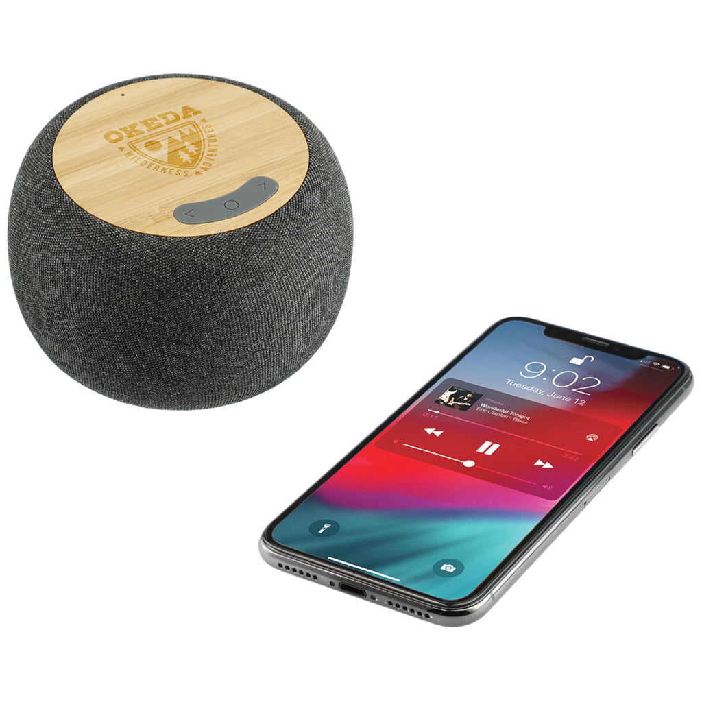 Leeds Grey Garm Fabric & Bamboo Speaker with Wireless Charging