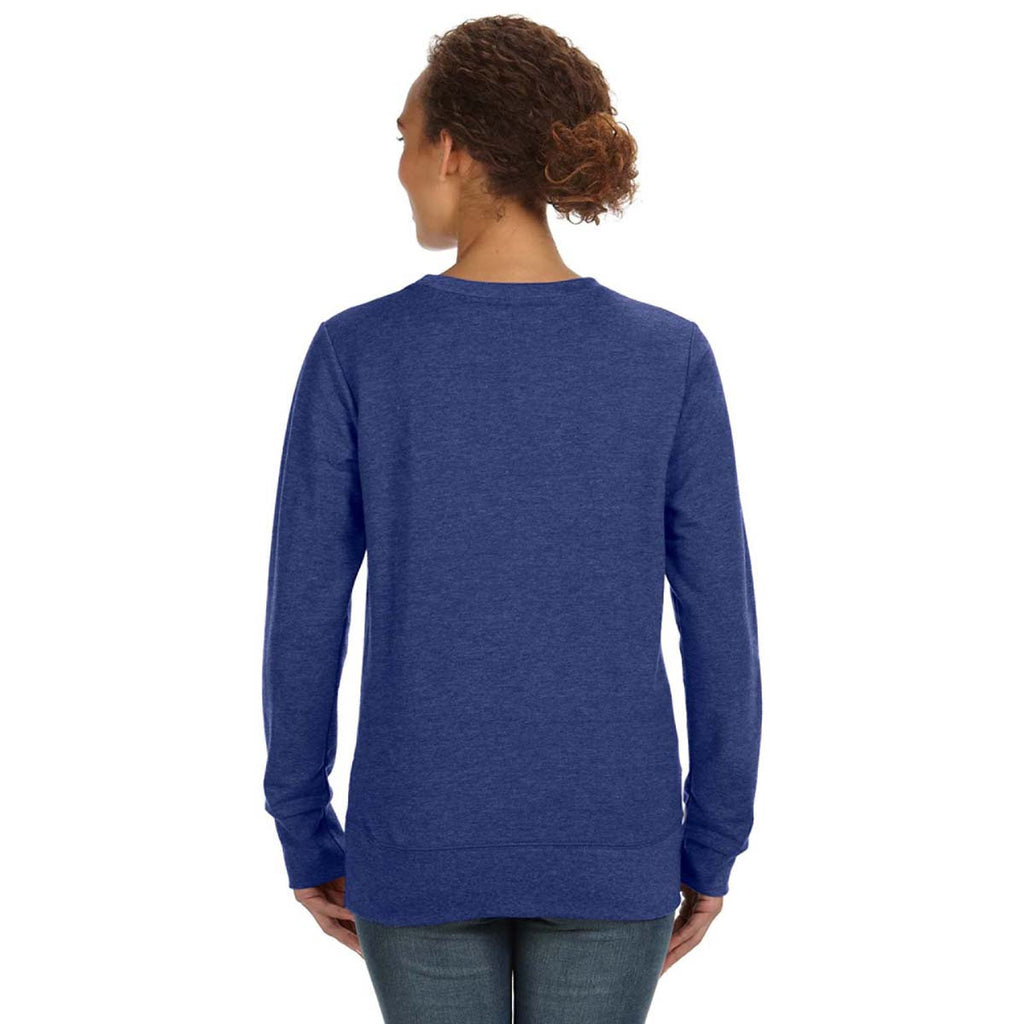Anvil Women's Heather Blue Mid-Scoop French Terry Sweatshirt