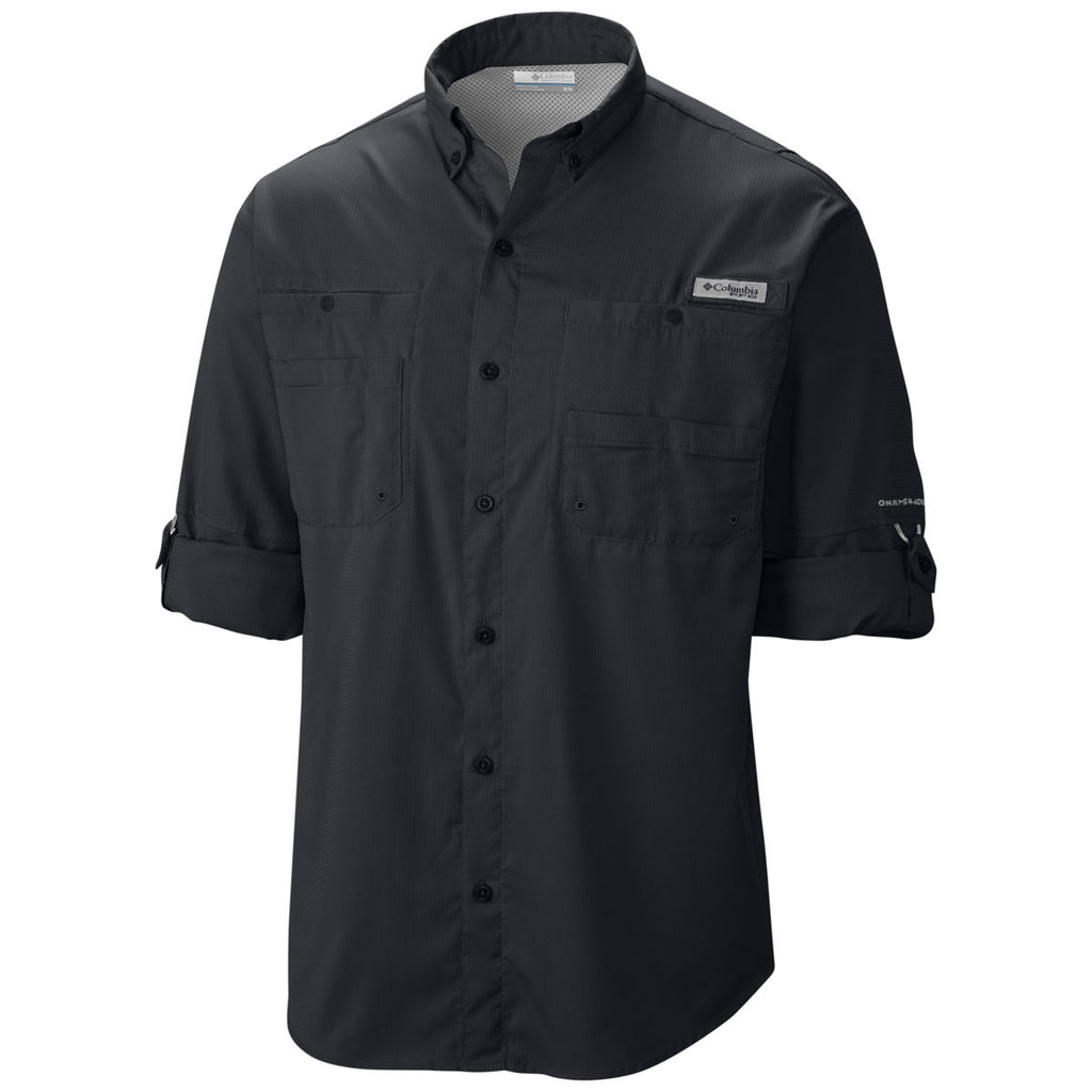 Corporate Logo Columbia Men's Black PFG Tamiami II Long Sleeve Shirt