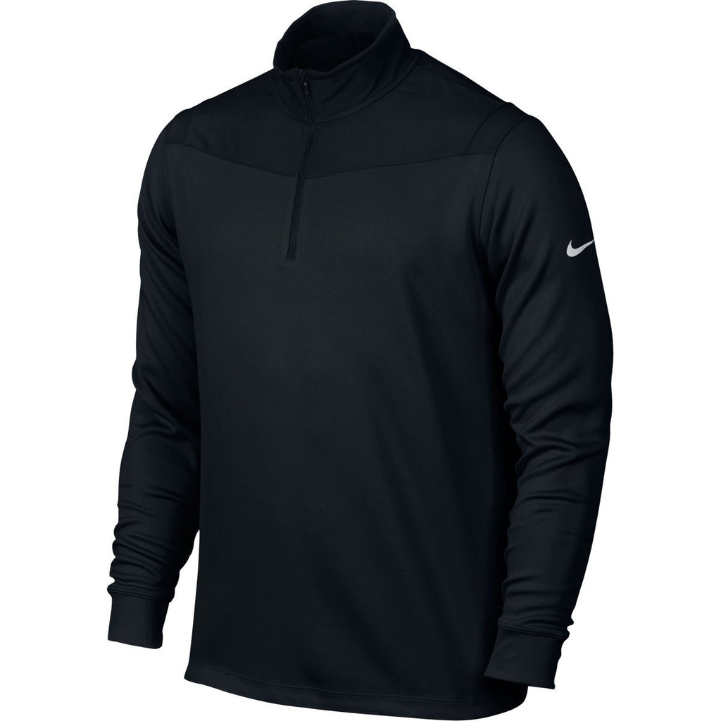 Nike Men's Black/Black Dri-Fit Half Zip Long Sleeve Top