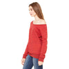 Bella + Canvas Women's Red Marble Fleece Wide Neck Sweatshirt