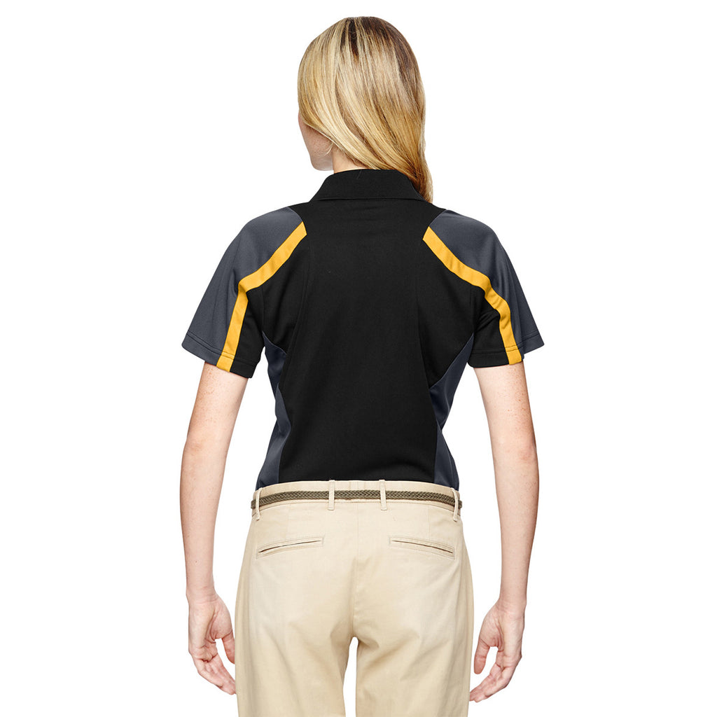 Extreme Women's Black/Campus Gold Eperformance Strike Colorblock Snag Protection Polo