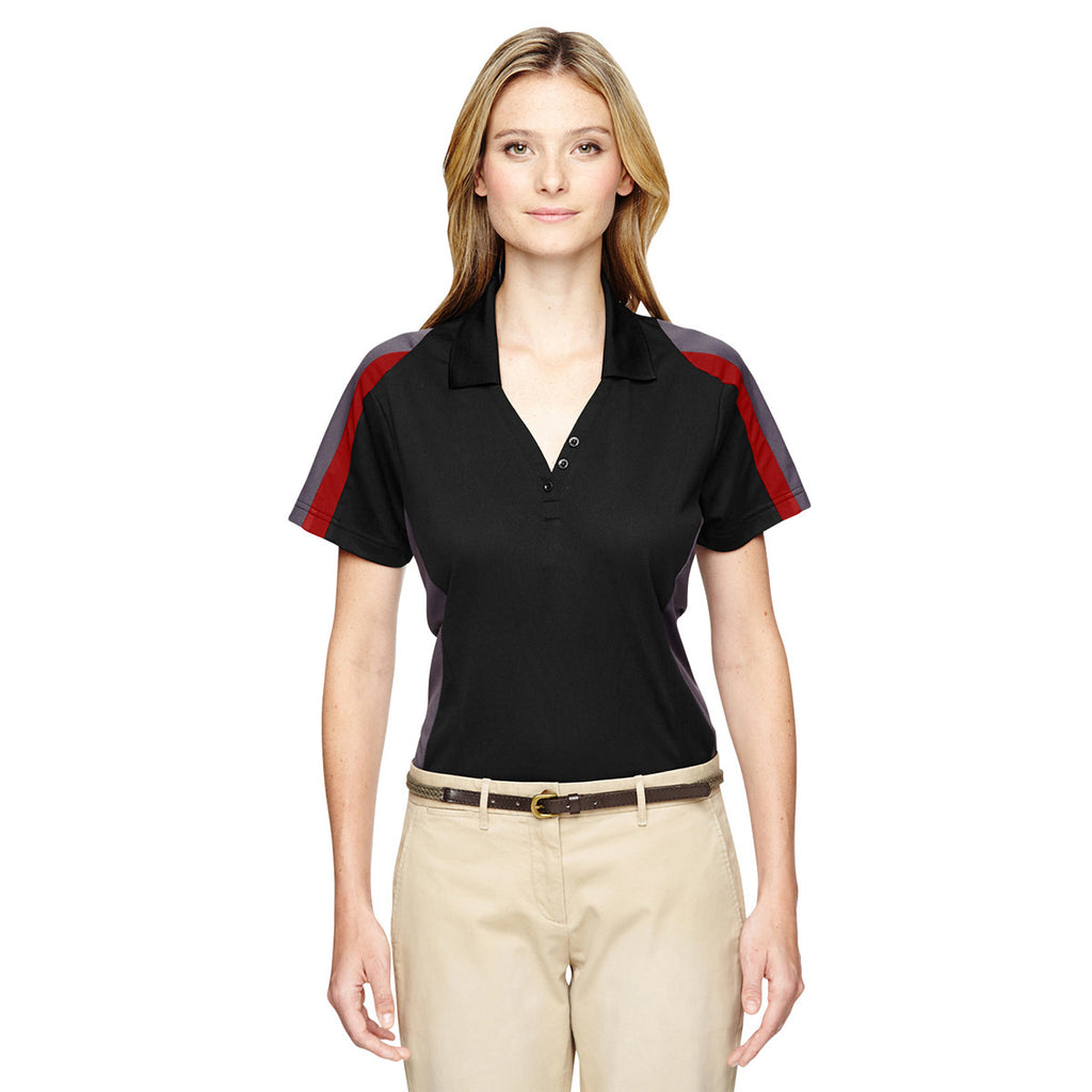 Extreme Women's Black/Classic Red Eperformance Strike Colorblock Snag Protection Polo
