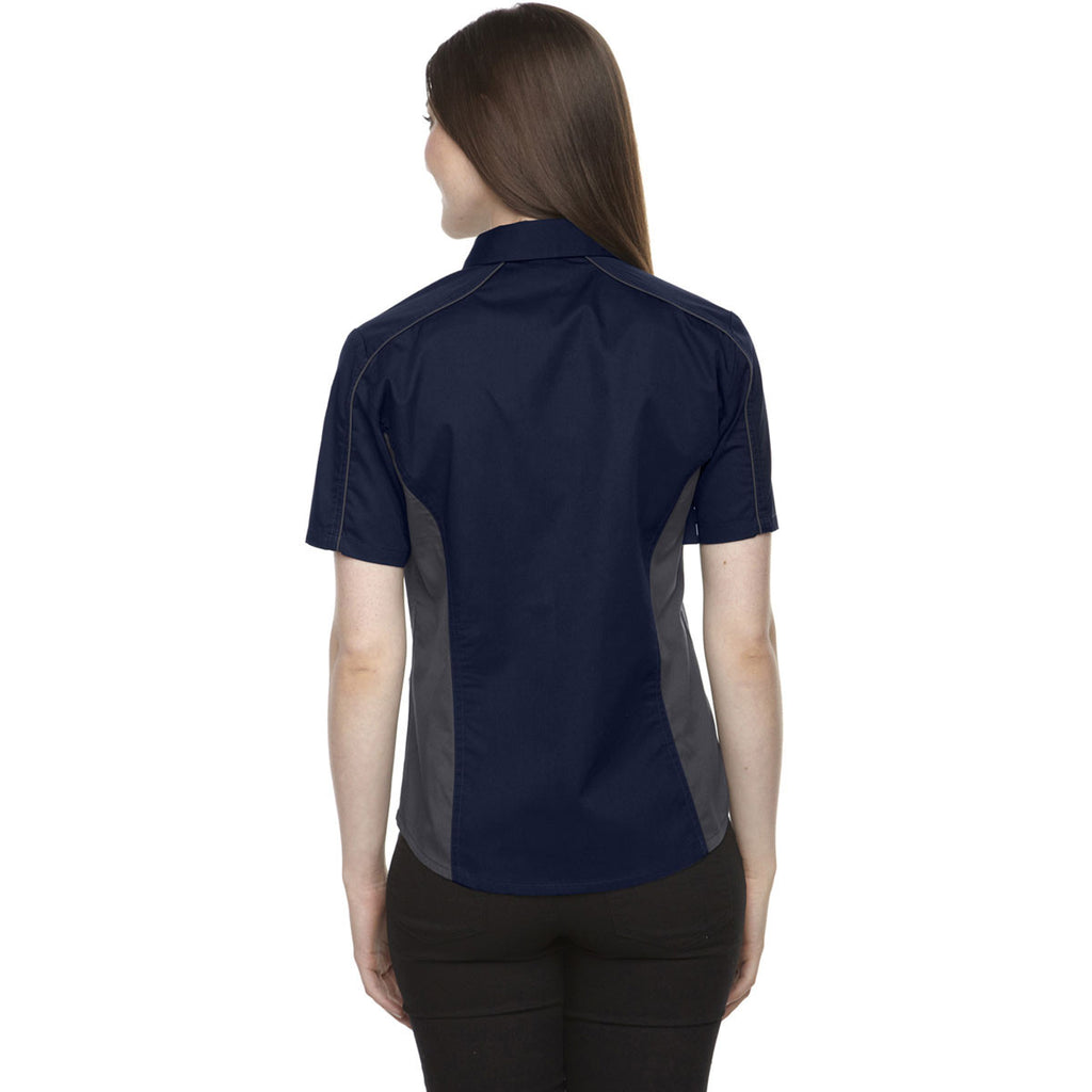 North End Women's Classic Navy Fuse Colorblock Twill Shirt