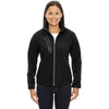North End Women's Black Terrain Colorblock Soft Shell with Embossed Print