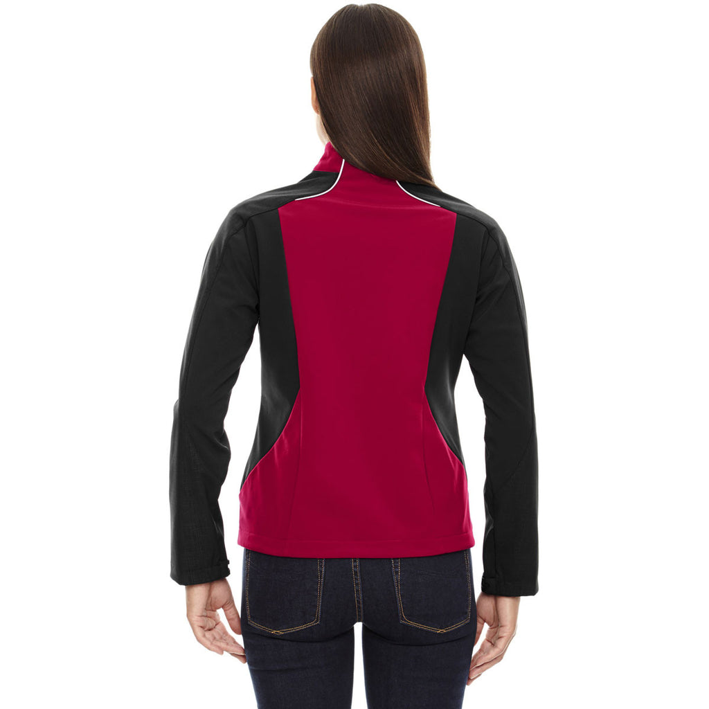 North End Women's Classic Red Terrain Colorblock Soft Shell with Embossed Print