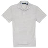 Polo Golf Men's Light Grey Heather/White Short-Sleeve Tour Pique Polo - Striped - Pro Fit