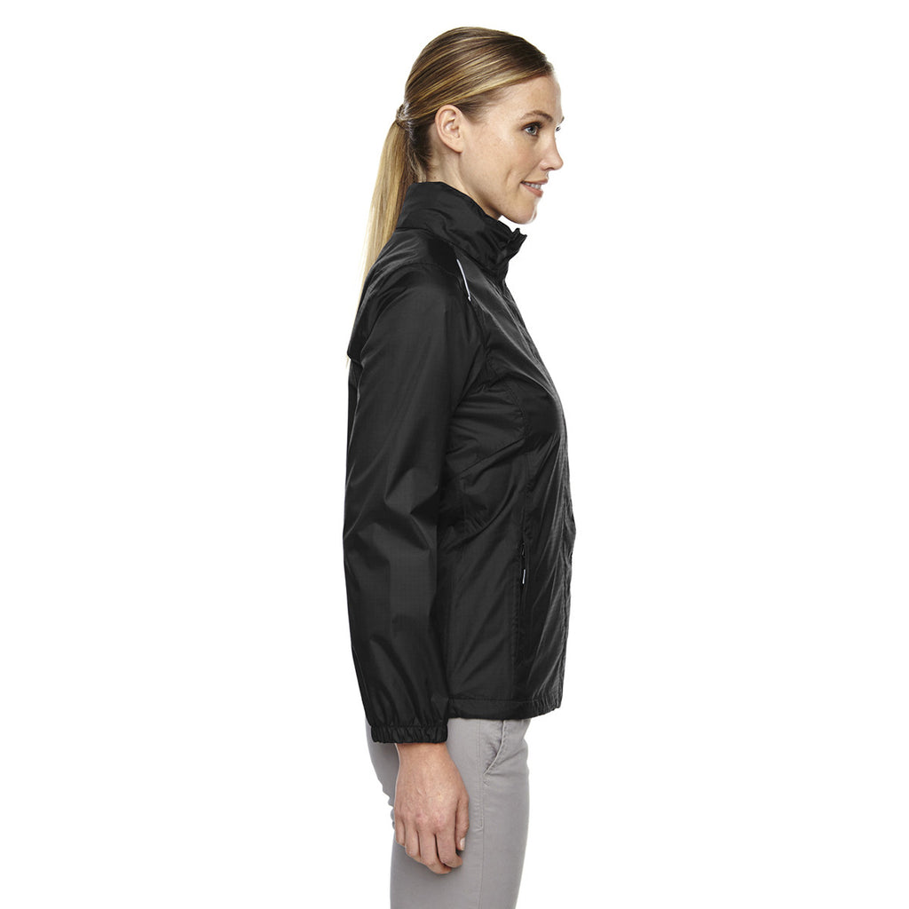 Core 365 Women's Black Climate Seam-Sealed Lightweight Variegated Ripstop Jacket