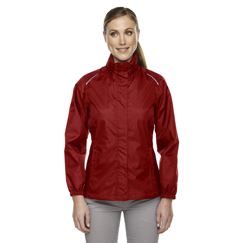 Core 365 Women's Classic Red Climate Seam-Sealed Lightweight Variegated Ripstop Jacket