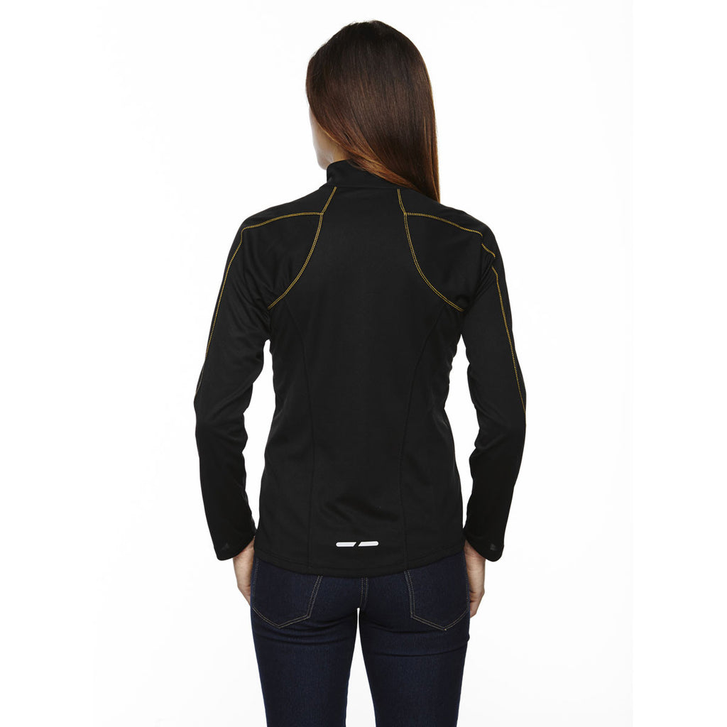 North End Women's Black/Campus Gold Radar Half-Zip Performance Long-Sleeve Top