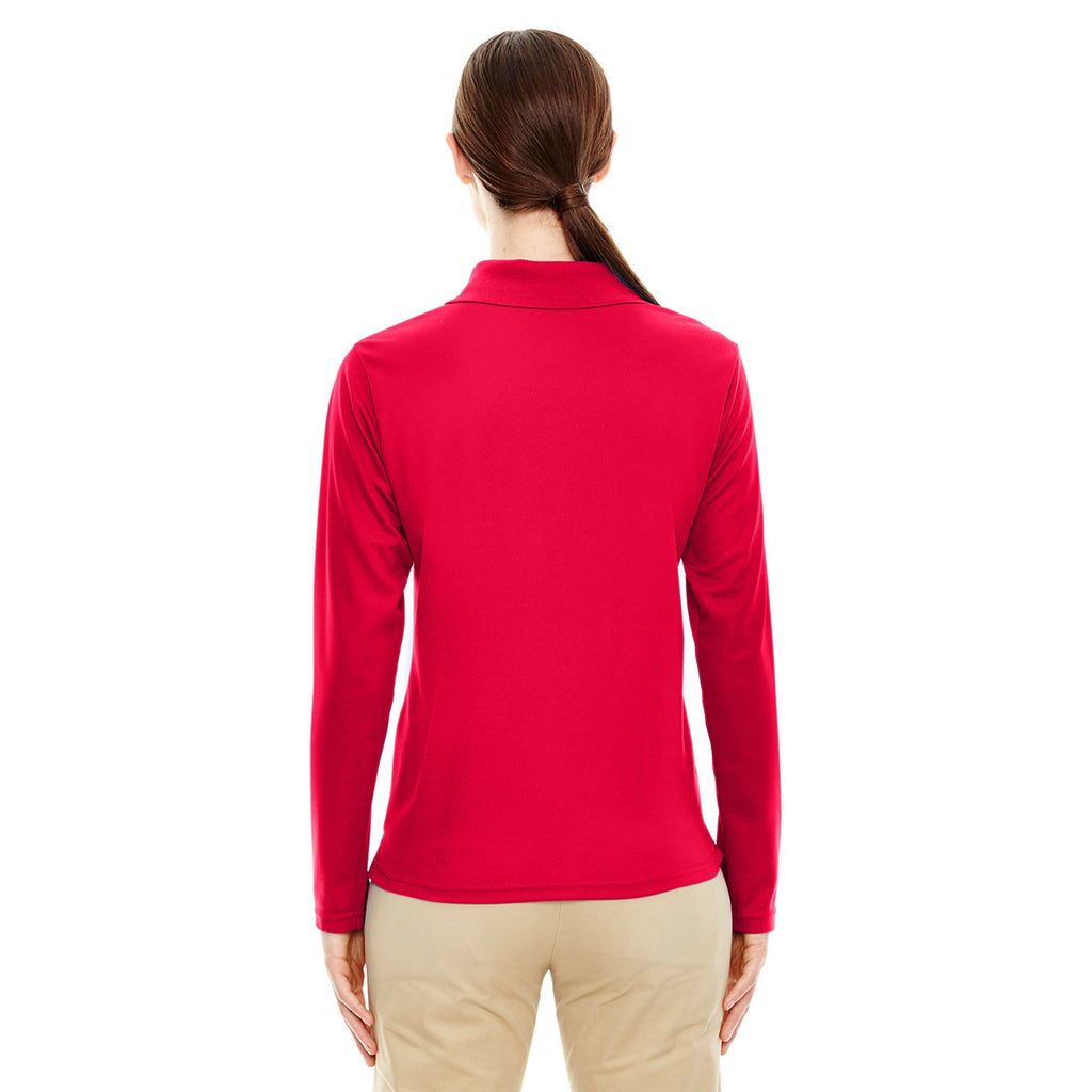 Core 365 Women's Classic Red Pinnacle Performance Long-Sleeve Pique Polo