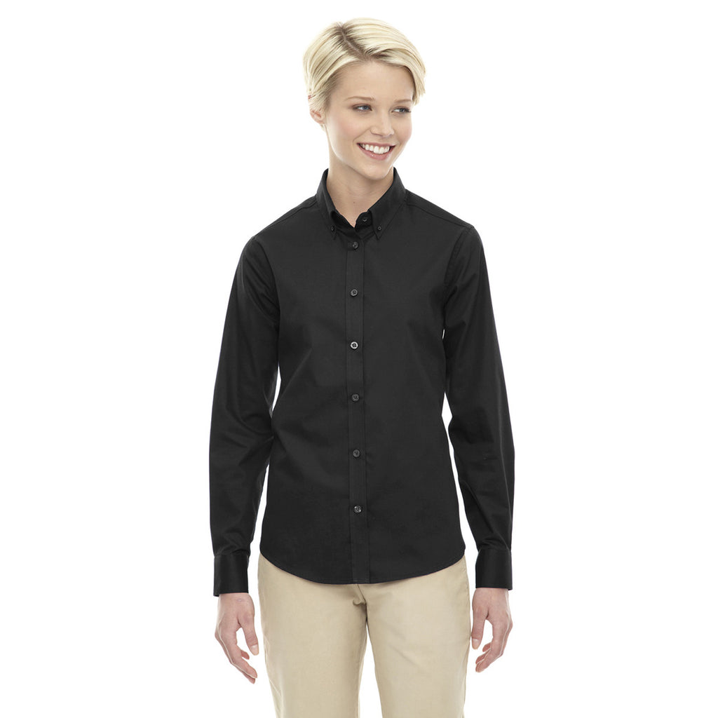 Core 365 Women's Black Operate Long-Sleeve Twill Shirt