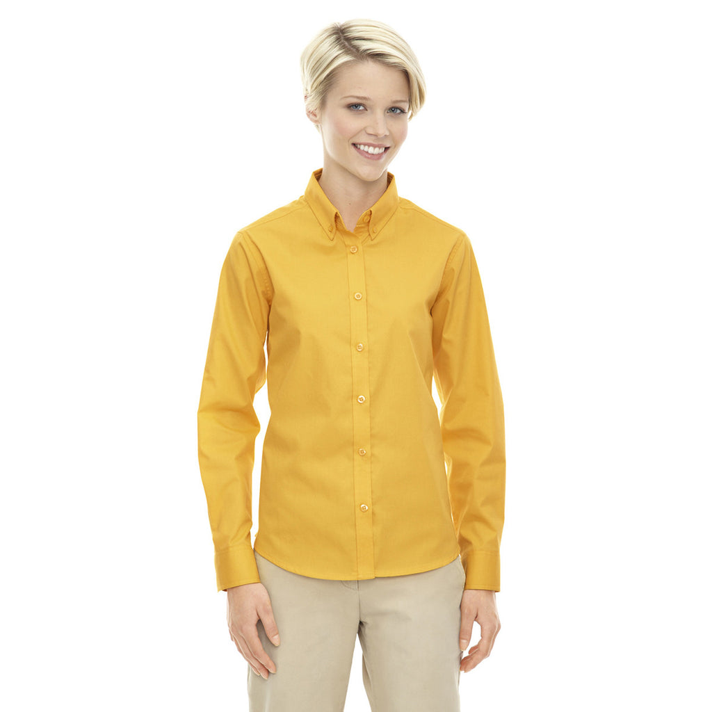 Core 365 Women's Campus Gold Operate Long-Sleeve Twill Shirt