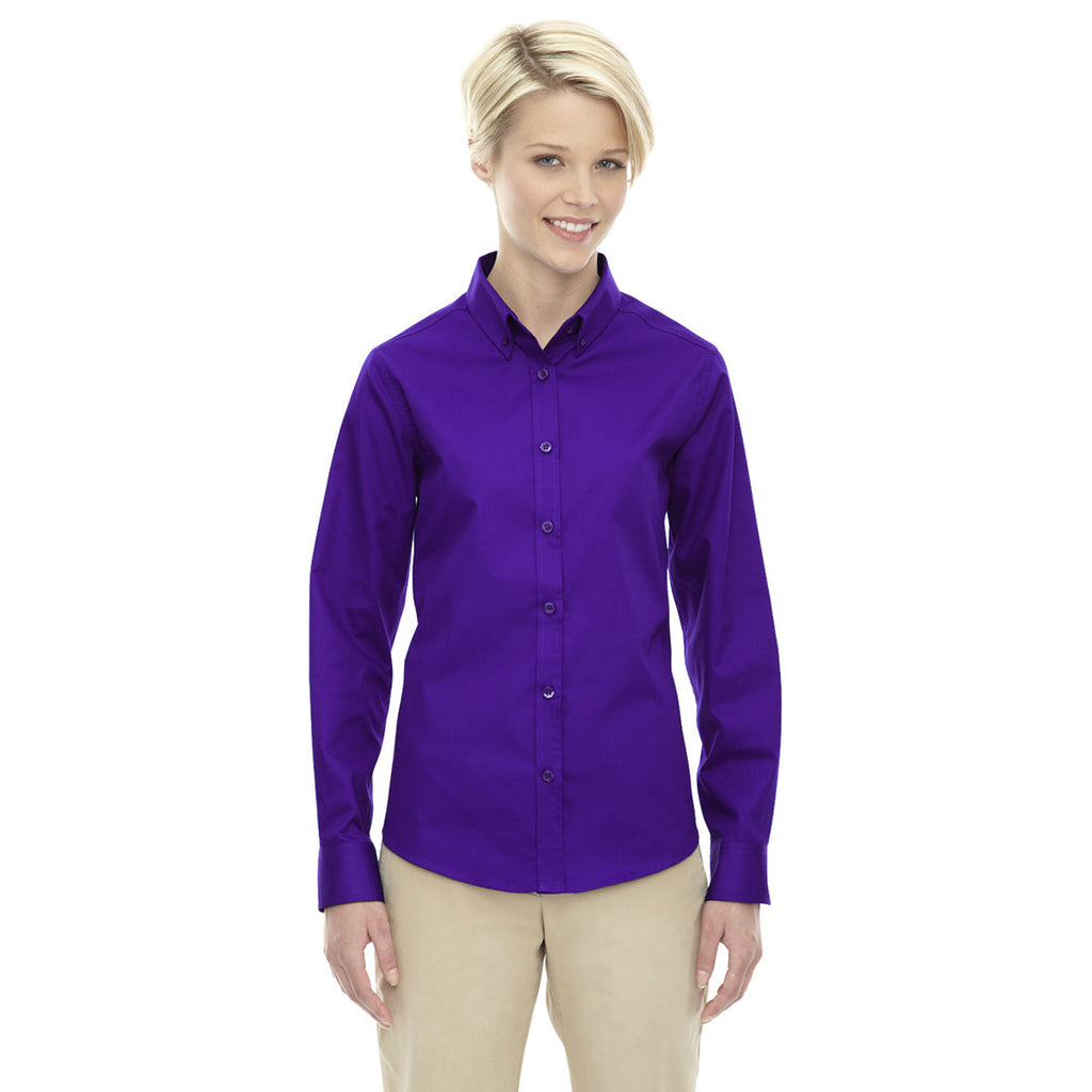 Core 365 Women's Campus Purple Operate Long-Sleeve Twill Shirt