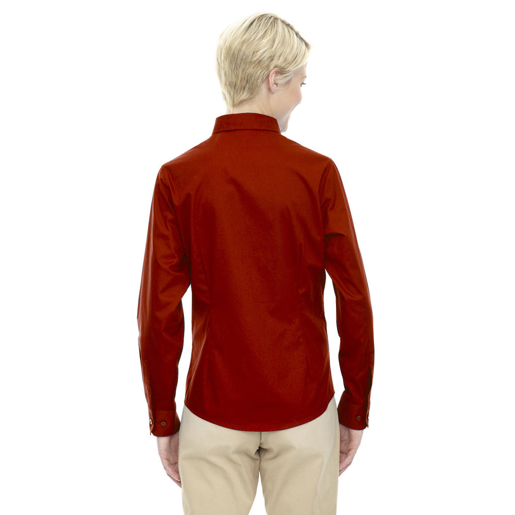 Core 365 Women's Classic Red Operate Long-Sleeve Twill Shirt