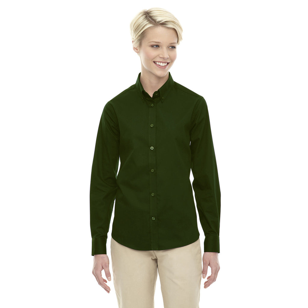 Core 365 Women's Forest Green Operate Long-Sleeve Twill Shirt