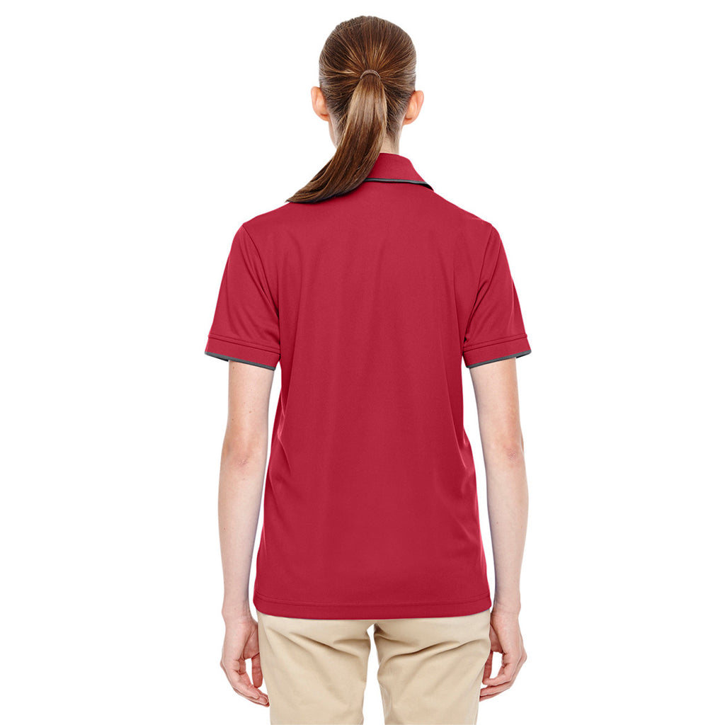 Core 365 Women's Classic Red/Carbon Motive Performance Pique Polo with Tipped Collar