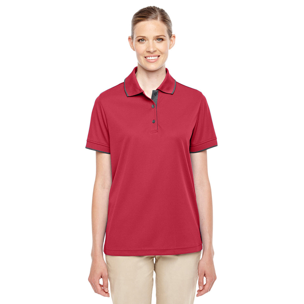 Core 365 Women's Classic Red/Carbon Motive Performance Pique Polo with Tipped Collar