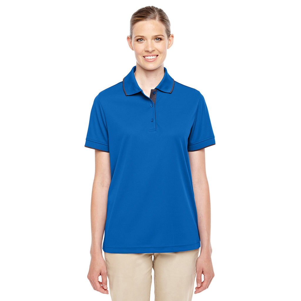 Core 365 Women's True Royal/Carbon Motive Performance Pique Polo with Tipped Collar