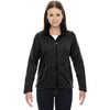 North End Women's Black Splice Soft Shell Jacket with Laser Welding