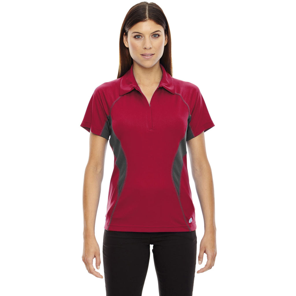 North End Women's Olympic Red Serac Performance Zippered Polo