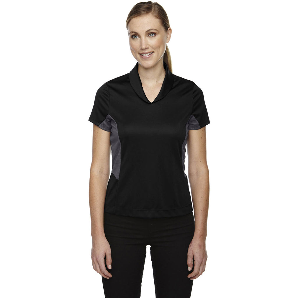 North End Women's Black Rotate Quick Dry Performance Polo