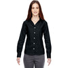 North End Women's Black Precise Two-Ply 80'S Dobby Taped Shirt