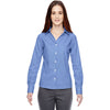 North End Women's Ink Blue Precise Two-Ply 80'S Dobby Taped Shirt