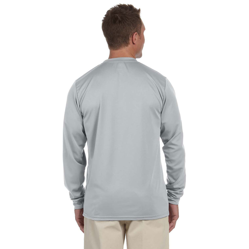 Augusta Sportswear Men's Silver Grey Wicking Long-Sleeve T-Shirt