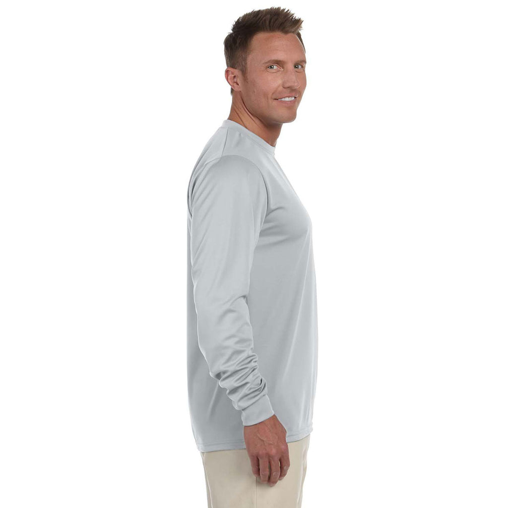 Augusta Sportswear Men's Silver Grey Wicking Long-Sleeve T-Shirt