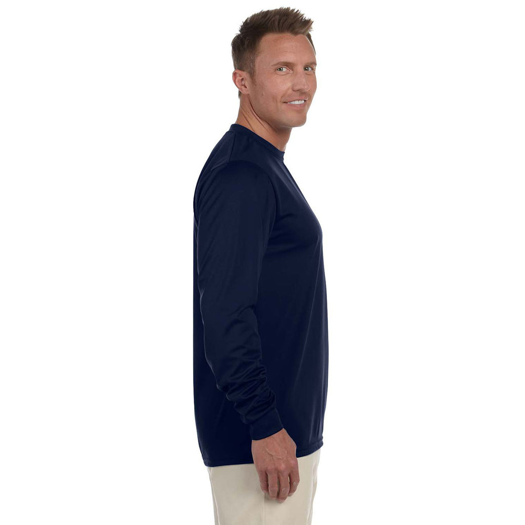 Augusta Sportswear Men's Navy Wicking Long-Sleeve T-Shirt