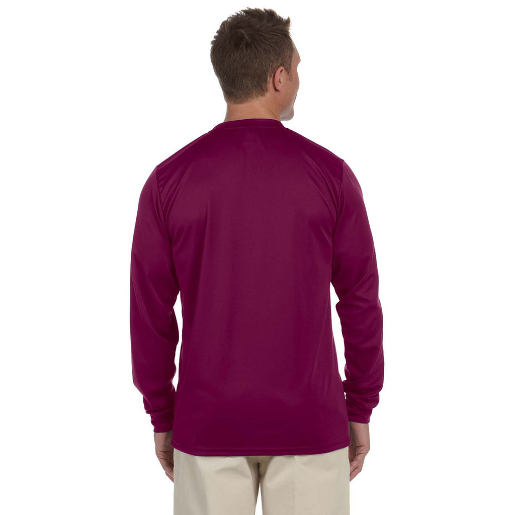 Augusta Sportswear Men's Maroon Wicking Long-Sleeve T-Shirt