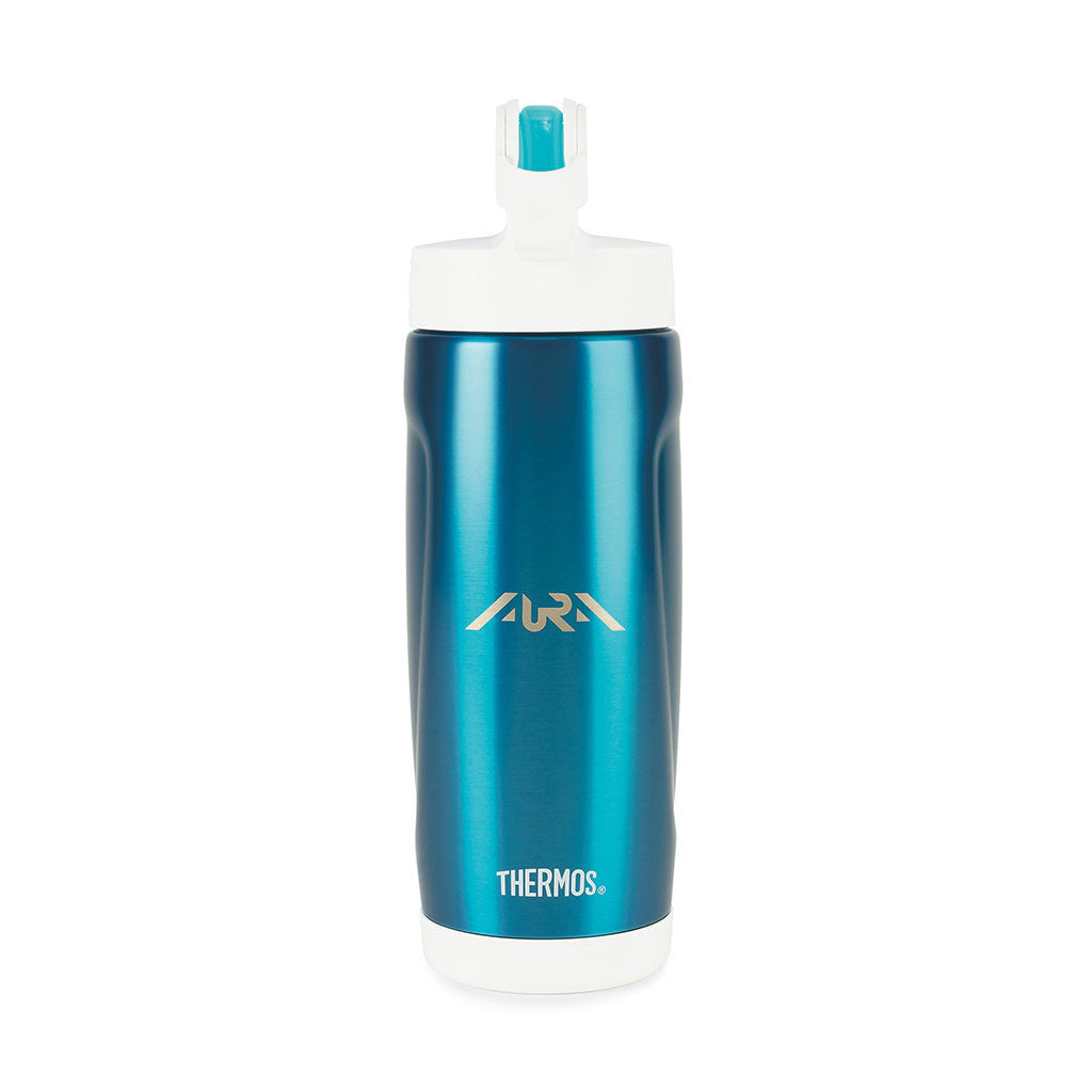 Thermos Blue Stainless Steel Sport Bottle with Covered Straw - 18 oz.