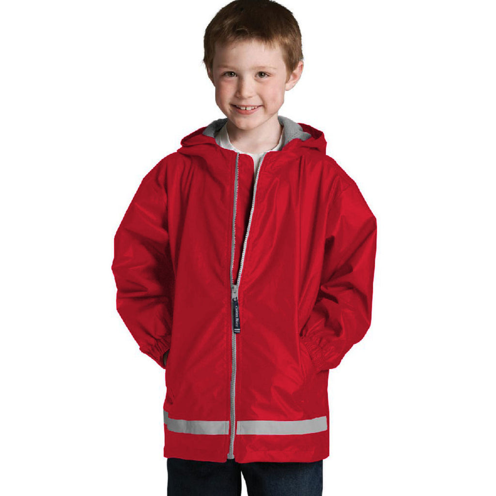 Charles River Youth Red/Reflective New Englander Rain Jacket