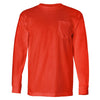 Bayside Men's Bright Orange USA-Made Long Sleeve T-Shirt with Pocket
