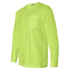 Bayside Men's Lime Green USA-Made Long Sleeve T-Shirt with Pocket