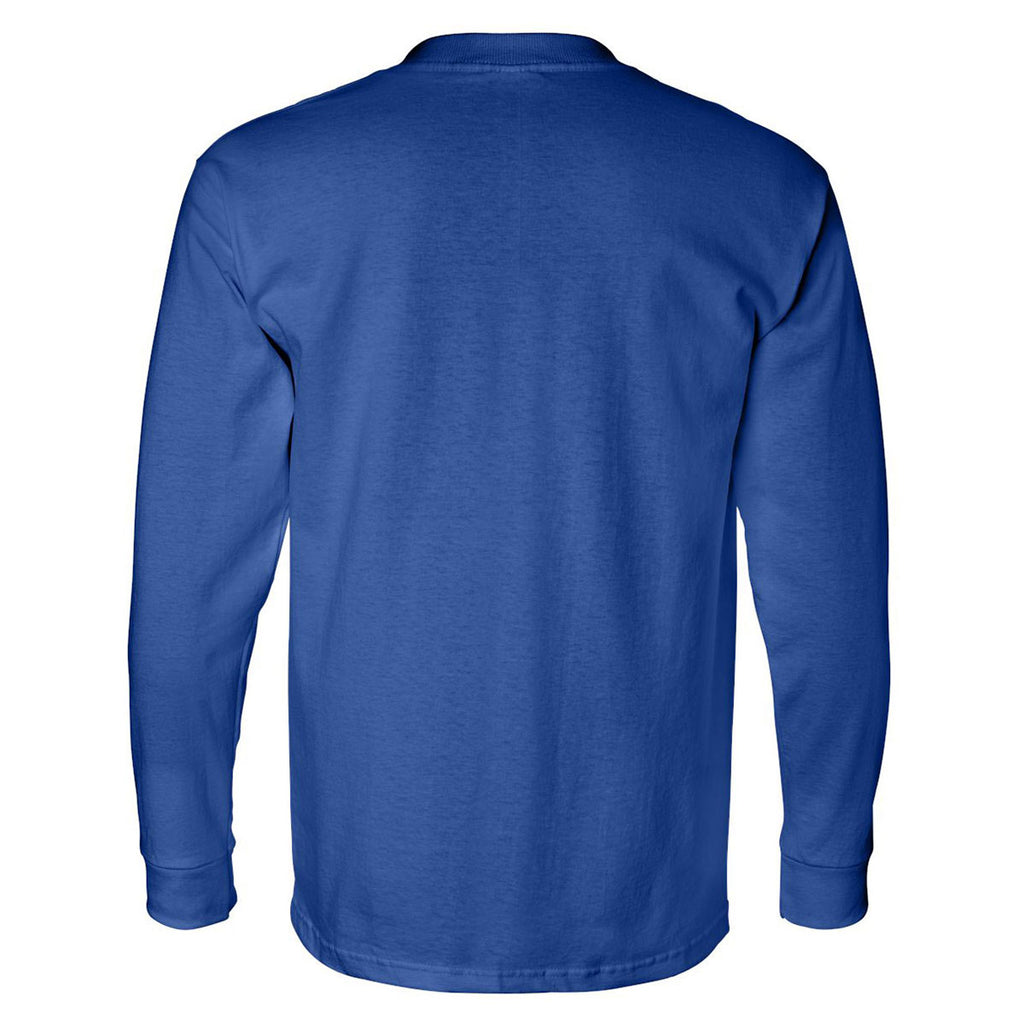 Bayside Men's Royal Blue USA-Made Long Sleeve T-Shirt with Pocket