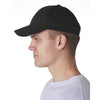 UltraClub Men's Black Classic Cut Brushed Cotton Twill Structured Cap