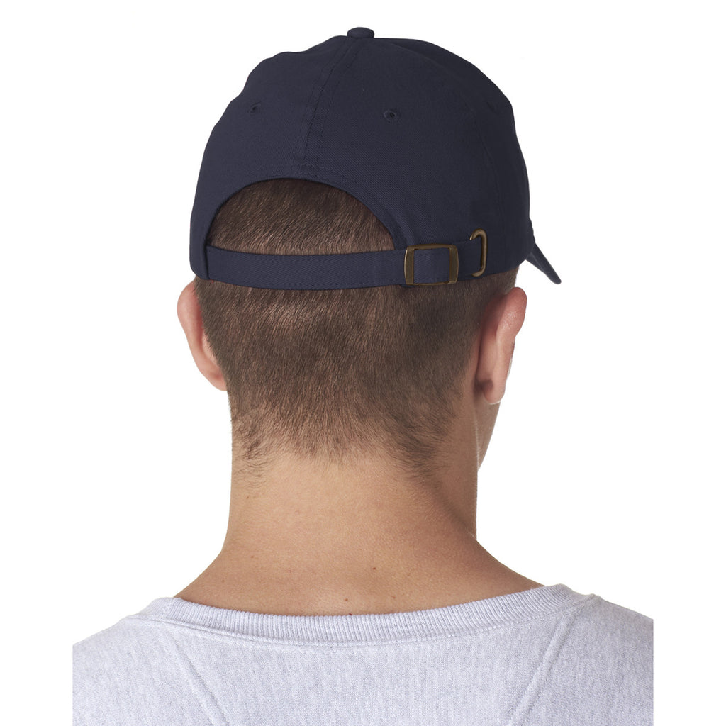 UltraClub Men's Navy Classic Cut Brushed Cotton Twill Structured Cap