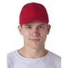 UltraClub Men's Red Classic Cut Brushed Cotton Twill Structured Cap