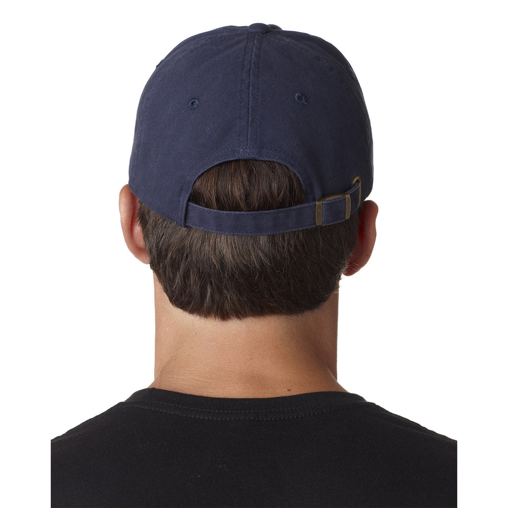 UltraClub Men's Navy/Stone Classic Cut Brushed Cotton Twill Unstructured Sandwich Cap