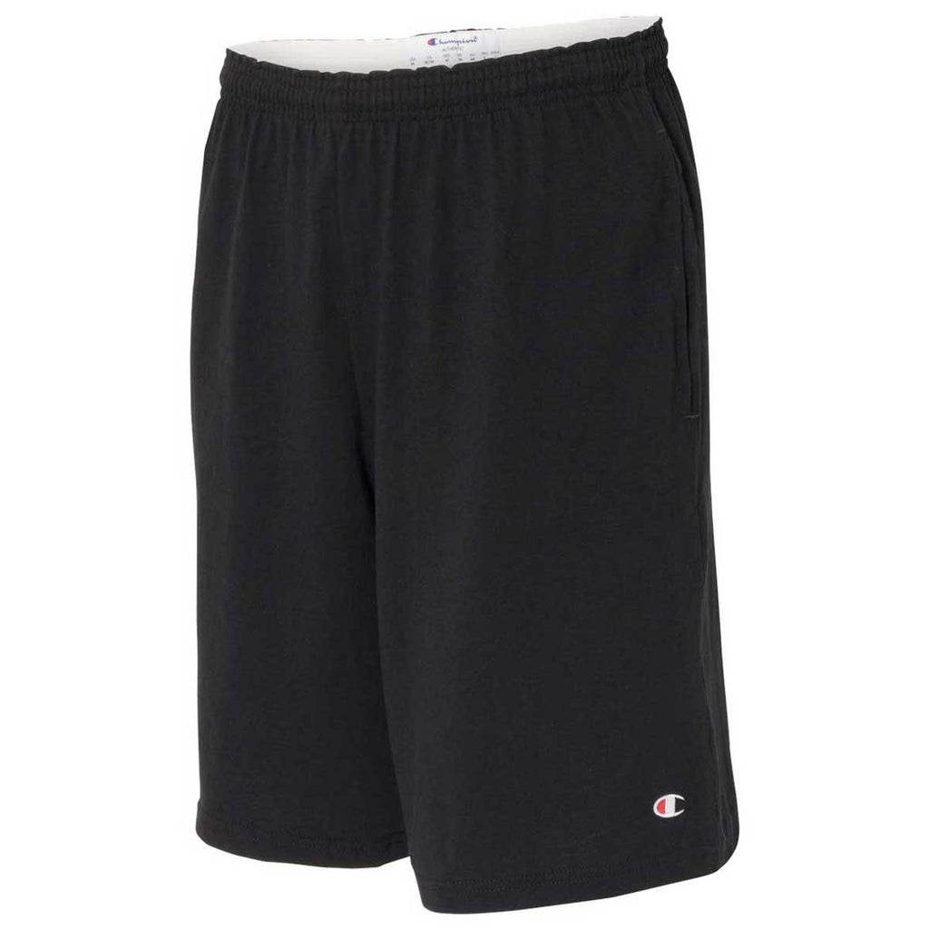 Champion Men's Black 9" Inseam Cotton Jersey Shorts with Pocket
