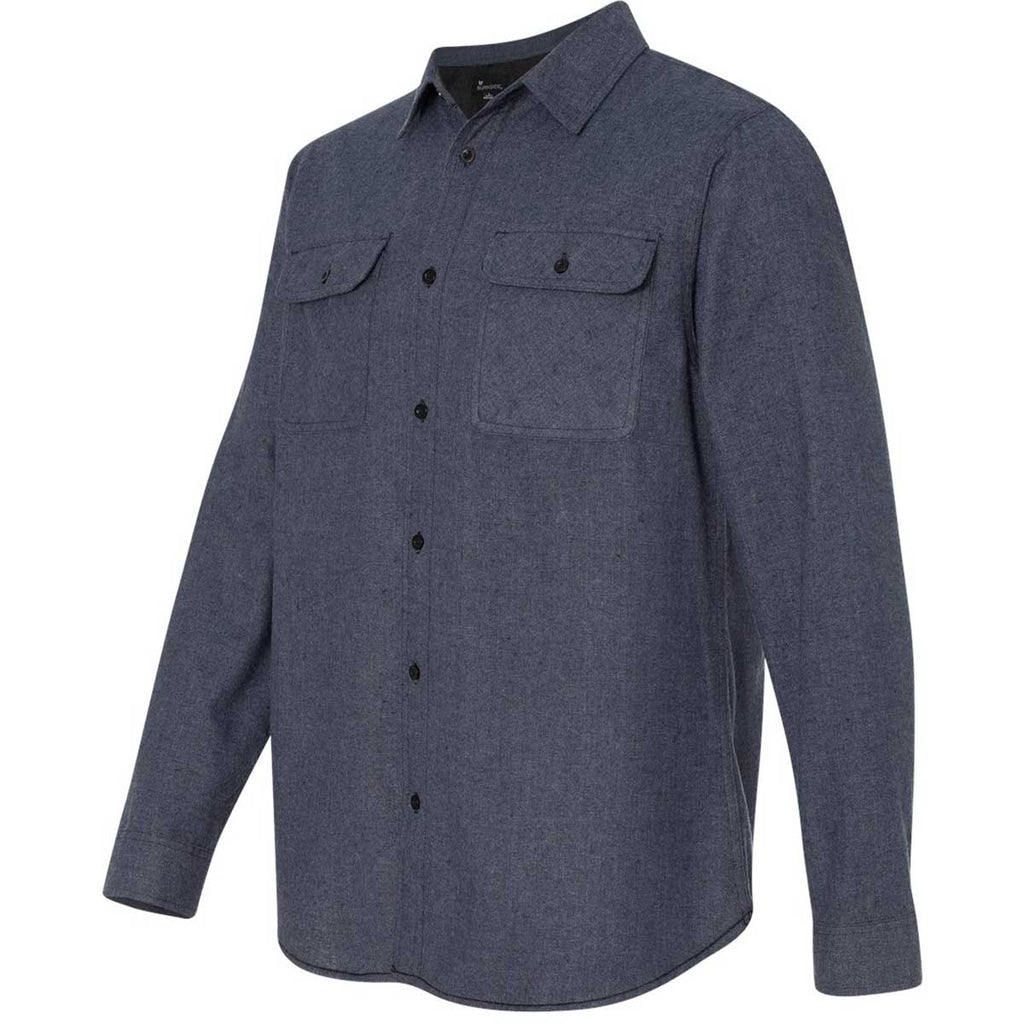 Burnside Men's Denim Long Sleeve Solid Flannel Shirt