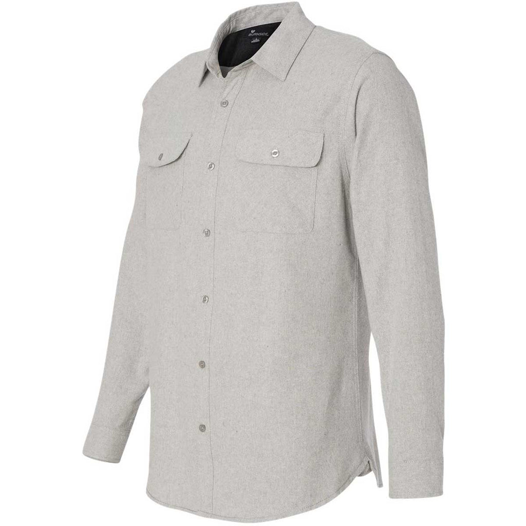 Burnside Men's Stone Long Sleeve Solid Flannel Shirt
