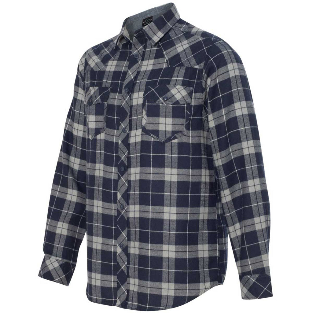 Burnside Men's Navy/Grey Yarn-Dyed Long Sleeve Flannel Shirt
