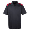 UltraClub Men's Black/Red Cool & Dry Two-Tone Mesh Pique Polo